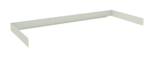 A metal corner bracket with a rectangular shape and three sides, featuring rounded edges and small holes for mounting on each side. The surface is smooth and matte, with a light gray color.