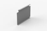 Gray metal panel with four mounting holes, one in each corner. The panel has a flat rectangular shape with two protruding tabs on the top and bottom edges, set against a plain white background.