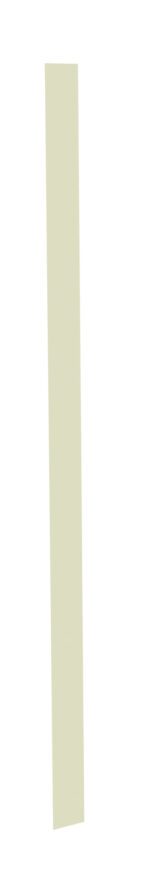 A tall, thin vertical beige rectangle is centered against a white background, slightly leaning to the right.