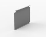 A flat, rectangular metal panel with small flanges on its top and bottom edges, standing upright against a light gray background. The panel has a smooth surface and a minimalist design.
