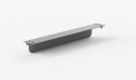 A minimalist, rectangular, gray drawer handle with a flat surface and slightly curved ends. It is set against a plain white background, showcasing its smooth, simple design.