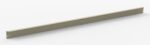 A long, thin, beige metal bar with a rectangular cross-section lies on a light-colored surface. It has small holes near the ends and in the center.