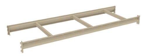drk9gfcpyh9xoxmzxtpg.jpg A beige metal ladder rack with three horizontal crossbars and two vertical sides, designed for cable management or support on a flat surface. The structure is oriented horizontally, and the background is plain white.
