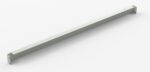 A long, thin, metallic bar with a rectangular cross-section and mounting brackets at both ends, placed on a white surface.