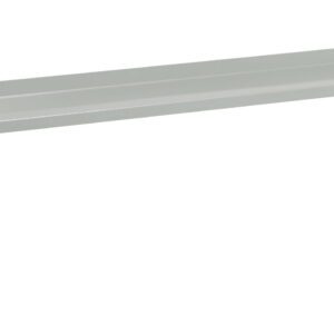 A long, light gray metal bracket designed for structural support or mounting, featuring angled sides and several pre-drilled holes for installation.