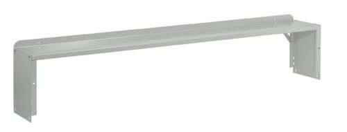 A long, light gray metal bracket designed for structural support or mounting, featuring angled sides and several pre-drilled holes for installation.