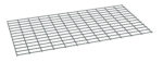 A rectangular metal grid with uniform square openings, laid out horizontally. The grid is gray and appears slightly elevated against a plain white background.