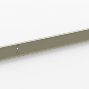 A long, narrow, light gray metal bracket with two evenly spaced holes along its length, designed for mounting or support purposes, against a plain white background.