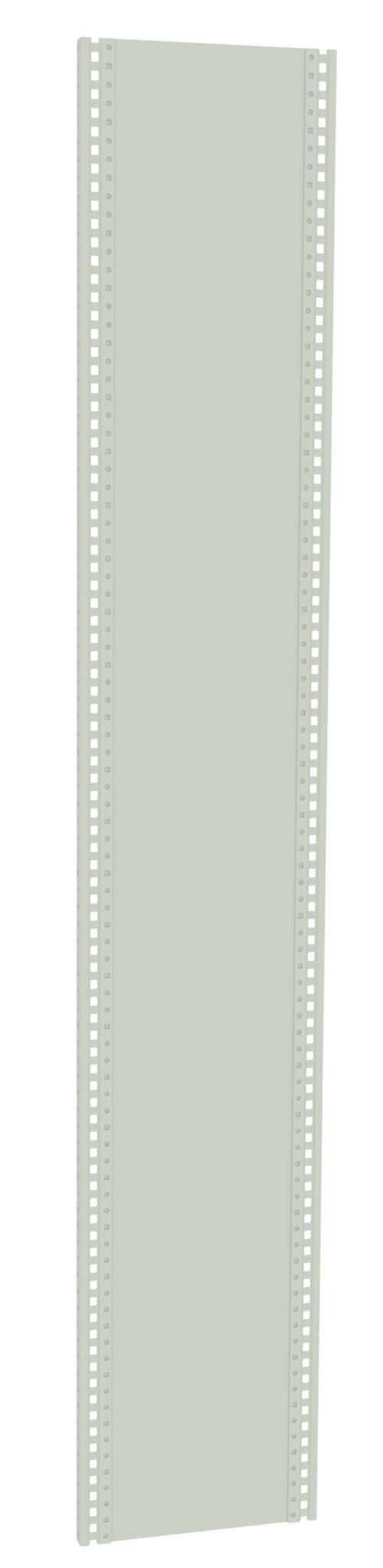 ebul46dwfkhmv3pxovjr.jpg A tall, narrow, rectangular object with a light gray surface. It has evenly spaced small rectangular holes along both vertical edges, resembling a metal panel or vent cover.