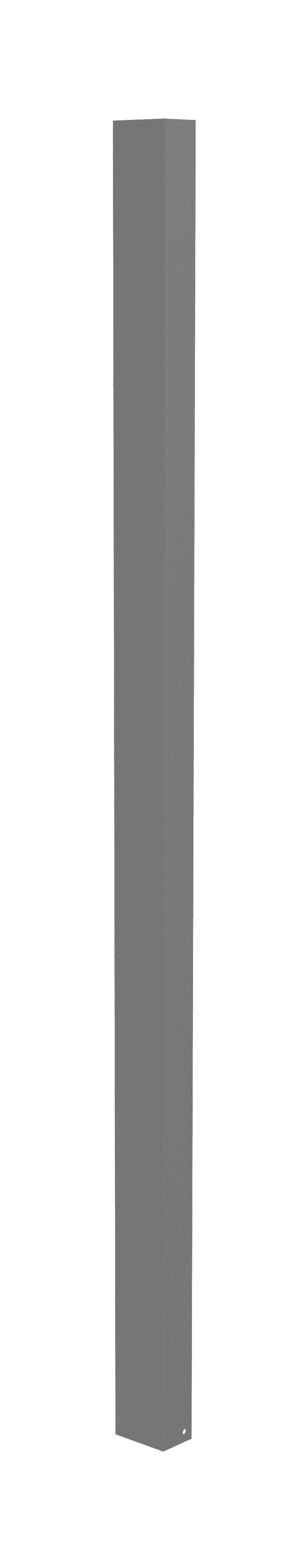 egi2nje6zz1cvuskza0p.jpg A tall, rectangular, dark gray post is set against a plain white background.