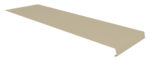 A beige, rectangular metal flat flashing piece with a single hole on one end, viewed from an angle.
