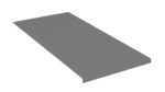 Rectangular gray metal shelf panel with a flat surface, shown at a slight angle. One corner has a small hole for mounting.