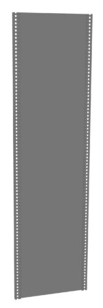 Gray vertical server rack side panel with two perforated edges for ventilation and attachment purposes, set against a white background.