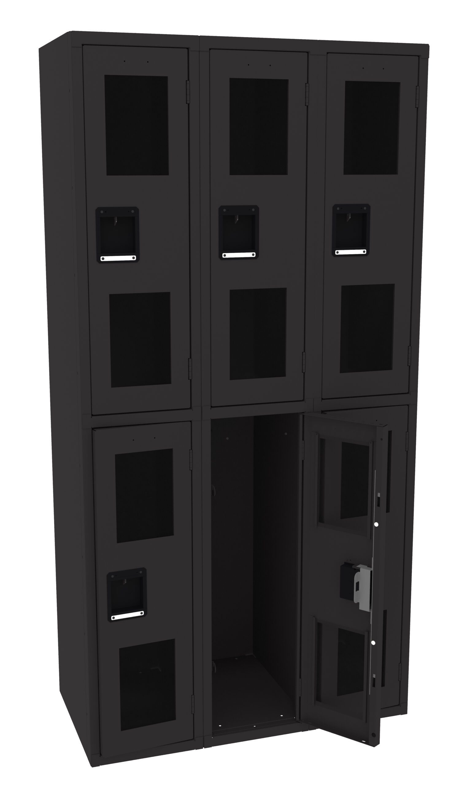 36" W x 18" D One-Wide Assembled Double Tier C-Thru Locker Without Legs Black