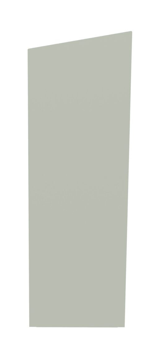 A tall, rectangular, gray building designed with a minimalist aesthetic. The buildings facade is uniformly colored, with no visible windows or architectural details, set against a clear sky.