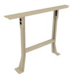 Metal table leg frame in beige with a rectangular top and two sturdy curved legs. It includes a horizontal support bar for stability and has multiple holes for mounting screws.