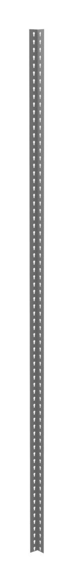 A tall, thin, rectangular metal strip with rows of small triangular perforations running vertically. The strip is silver in color and has a slightly reflective surface.