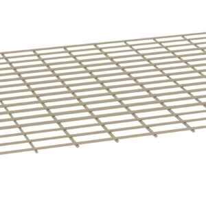 A grid-like structure with evenly spaced horizontal and vertical bars, forming a rectangular mesh pattern on a white background.