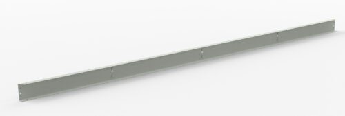 A long, thin metal beam with a light gray color, featuring small holes along its length. It is positioned diagonally against a plain white background.