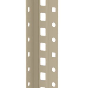 Tall beige metal corner brace with perforated holes along its length, designed for structural support and reinforcement.