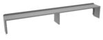 A long, gray metal bracket with a flat top surface and three vertical supports beneath it, designed for mounting or structural support purposes.