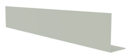 A computerized rendering of a gray L-shaped metal bracket, shown at an angle. The longer side is vertically oriented, while the shorter side extends horizontally at the bottom. The background is plain white.