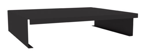 f0pob5wvjomnu1n93isc.jpg Black metal monitor riser stand with a minimalist design, featuring a flat top and open sides for easy cable management.