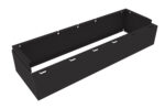Black, rectangular, open-top metal enclosure with cut-out sections along the top edge and mounting slots on the bottom and sides.