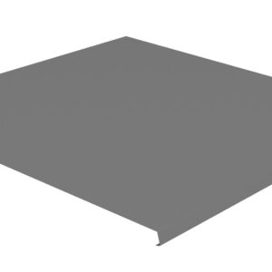 Image of a flat, rectangular metal panel with a small raised edge along one side and a hole in one corner. The panel has a smooth, gray surface and is positioned on a white background.