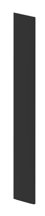 Tall, rectangular black panel standing vertically against a plain white background.