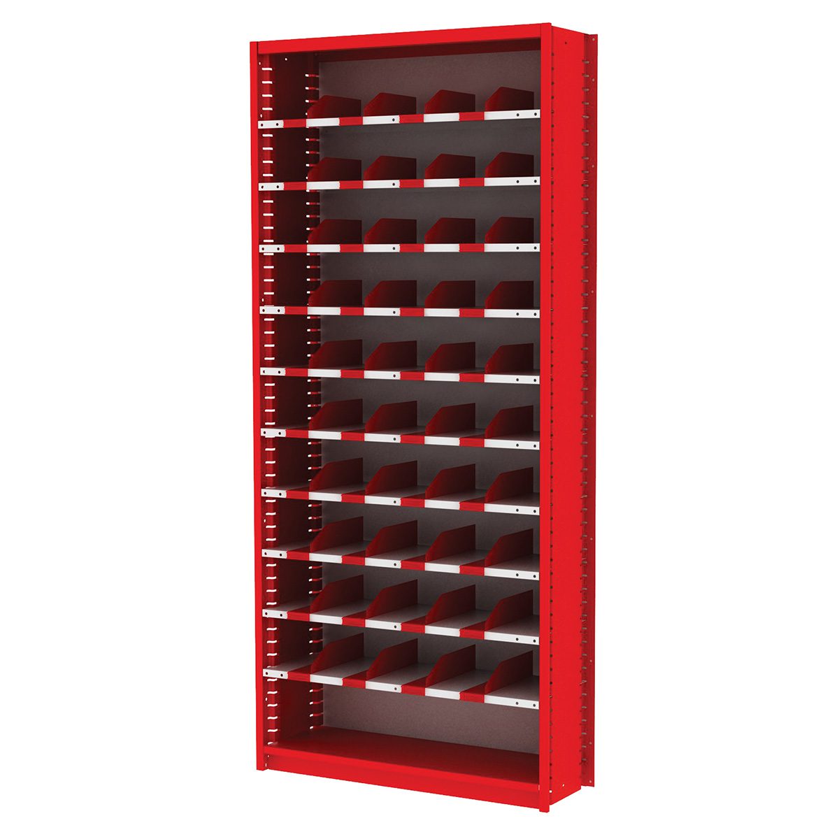 Borroughs Pre-Configured Flexi-Bins Unit, 10 Shelves, 51 Adjustable Openings, 84"H x 38"W x 12"D