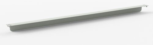 A long, narrow, light gray metal or plastic bar with mounting holes at each end, viewed from an angle on a plain white background.