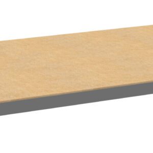 A rectangular wooden shelf with a light brown surface is supported by a dark gray metal frame. It is designed to be used as part of a shelving unit. The shelf is shown from a slightly elevated angle.