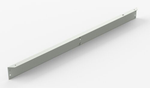 ffha9oqaakgccidzzetj.jpg A long, narrow, rectangular metal beam with a light gray color, featuring small holes on each end and one in the center. The beam is positioned diagonally on a white background.