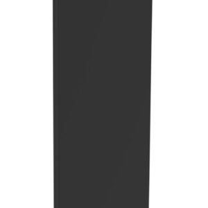A tall, narrow, black rectangular panel standing upright against a white background.