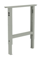 Metal wall-hung frame with adjustable legs and pre-drilled holes, designed for mounting a concealed cistern in a bathroom setup. The frame is rectangular and painted in a light grey color.