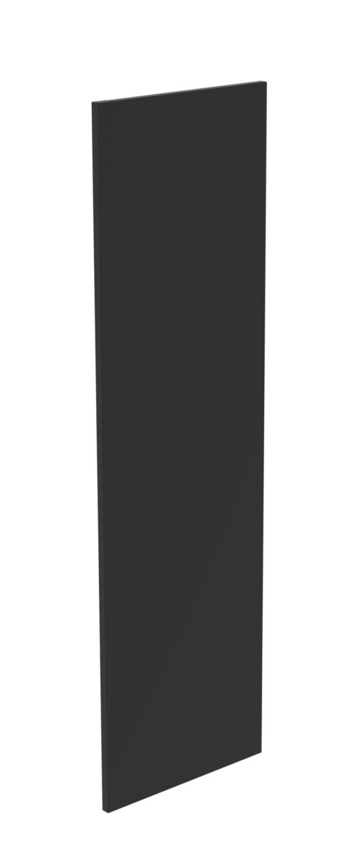 fkcjpflvzpgtlfo1wxsv.jpg A tall, rectangular black panel with a smooth surface, standing upright against a white background.