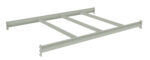 A gray metal framework with three horizontal beams and two vertical supports, resembling a rectangular structure. The design is simple, with no additional embellishments. The background is plain white.