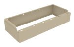 Beige rectangular container with an open top, featuring slotted notches along the upper edges and flaps on the sides.