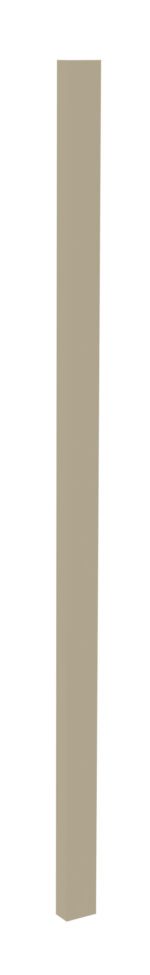 A tall, slender, rectangular beige pillar stands vertically against a plain white background.