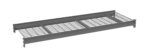 The image shows a metal grating platform with a rectangular shape. The structure consists of cross-hatched bars, forming a grid, mounted on a supporting frame.
