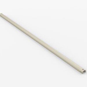 A long, beige cylindrical rod lies diagonally on a white background. The rod is thin and appears to be made of a smooth material, with one end slightly hollowed.