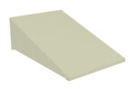 A plain, light beige triangular prism with a smooth surface and sharp edges, placed against a white background. The shape slants upward from a rectangular base to a pointed top edge.