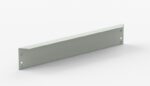 A light gray, elongated rectangular metal bracket with two holes on each end is positioned against a plain white background.