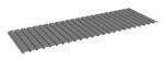 A flat, rectangular corrugated metal sheet with evenly spaced ridges and grooves, shown from an angled perspective against a plain white background.