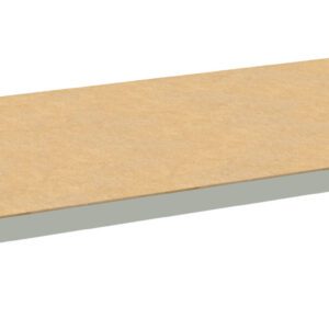 A rectangular wooden shelf with metal brackets on each side. The shelf appears to be designed for mounting as part of a shelving unit.