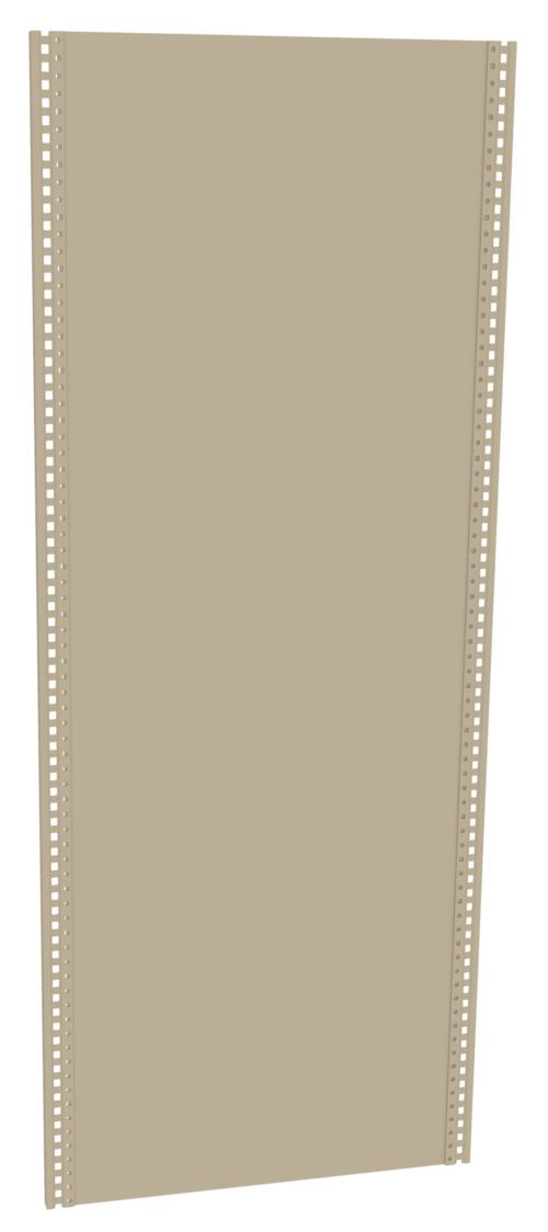 g2bhnnaag3aixlpuwjra.jpg A tall, rectangular beige metal panel with perforated sides, likely used for shelving or structural purposes, against a white background.