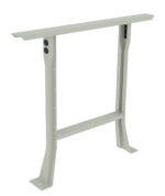 Metal table frame with a minimalist design, featuring two parallel legs connected by a horizontal support bar. The frame is painted light gray and has pre-drilled holes for assembly. Suitable for supporting table tops in various settings.