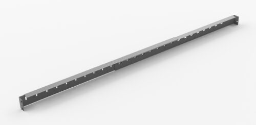 Long metal bracket with multiple evenly spaced holes along its length, designed for mounting or support purposes. The bracket has a flat profile and is depicted on a white background.