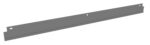 A long, thin, gray metal bracket with a flat surface and multiple small holes along its length, likely used for mounting or support purposes.